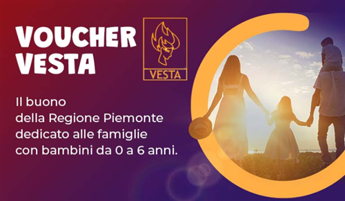 "Buono Vesta" 2026 - voucher Regione Piemonte per sostenere accesso a servizi e opportunità per i bambini da 0 a 6 anni. Click Day della durata di 12 ore, martedì 21 aprile 2026 dalle ore 12.00.